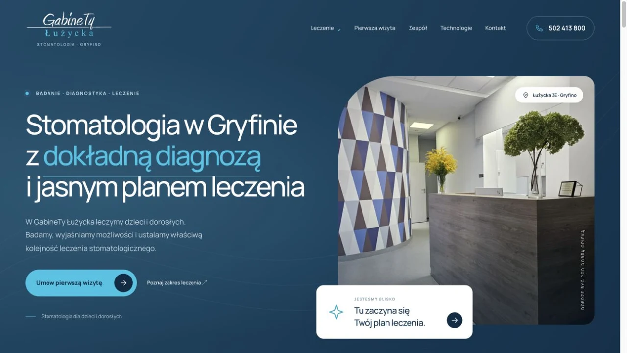 Zaprojektowana przeze mnie strona GabineTy Łużycka na komputerze