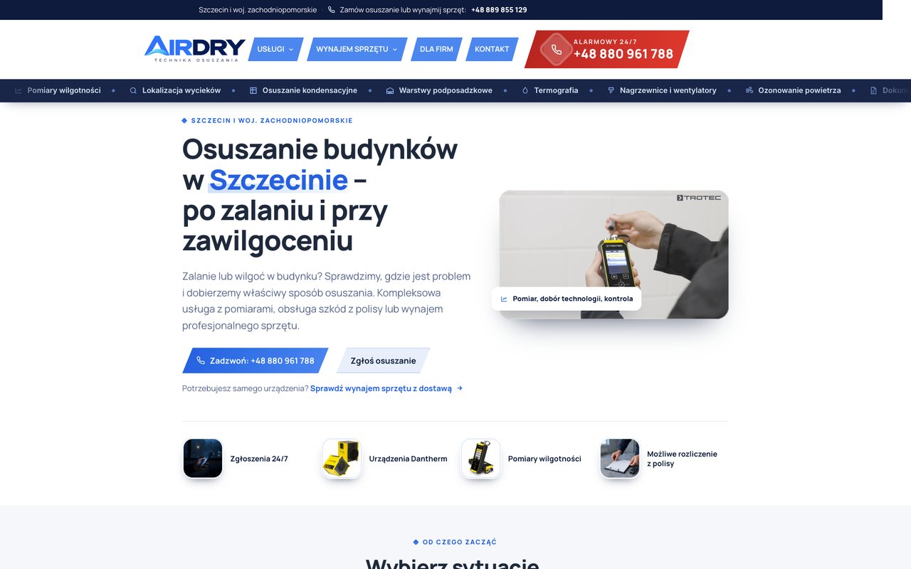 Widok strony AirDry