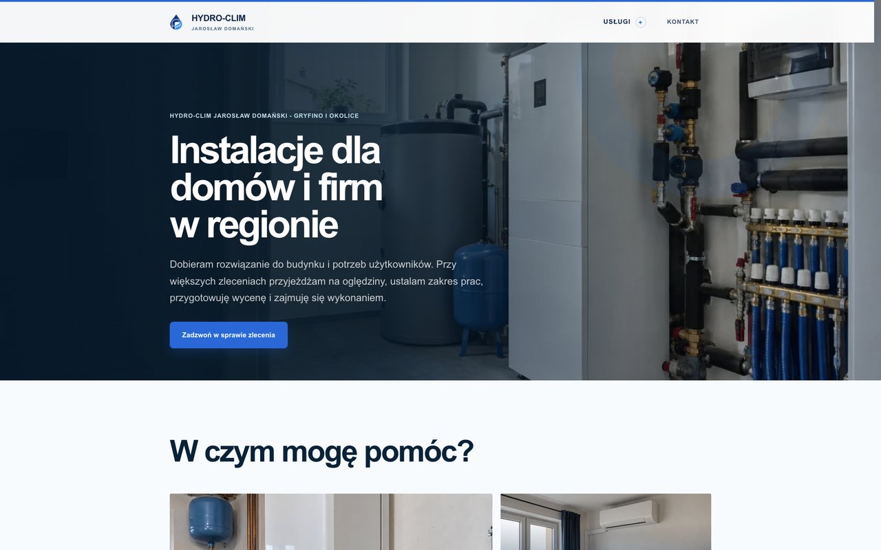 Widok strony HYDRO-CLIM Jarosław Domański